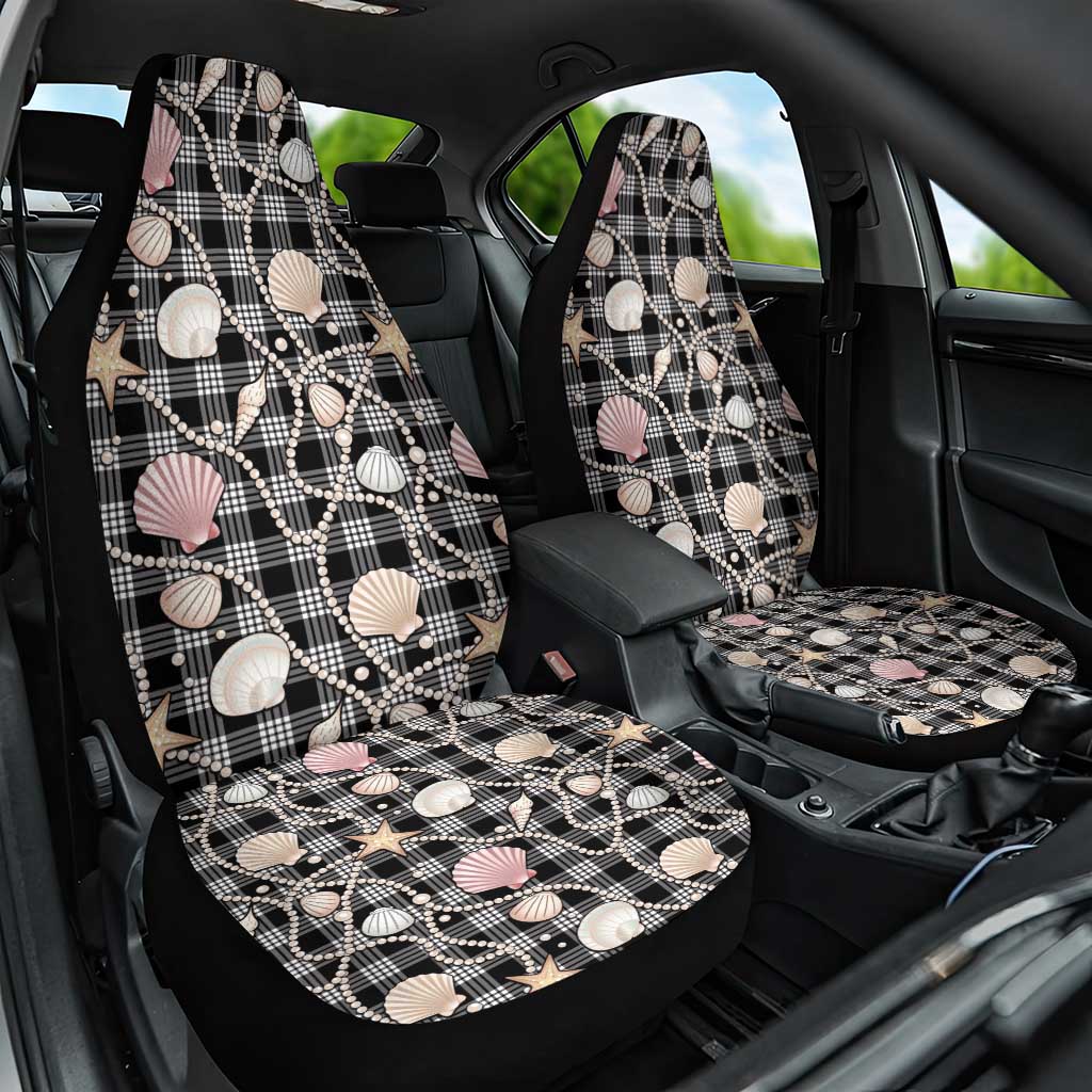 Hawaiian Ocean Seashells Car Seat Cover Black Palaka Pattern LT01 One Size Black - Polynesian Pride