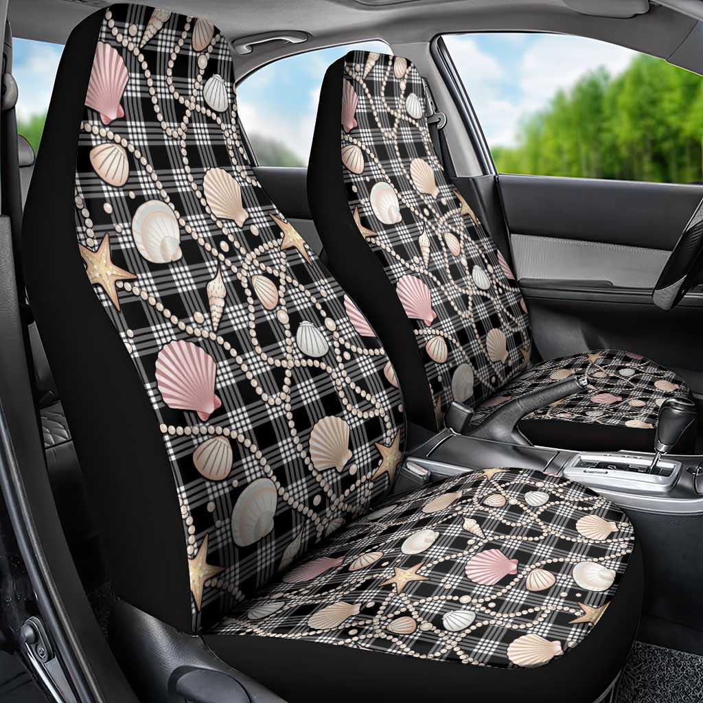 Hawaiian Ocean Seashells Car Seat Cover Black Palaka Pattern LT01 - Polynesian Pride