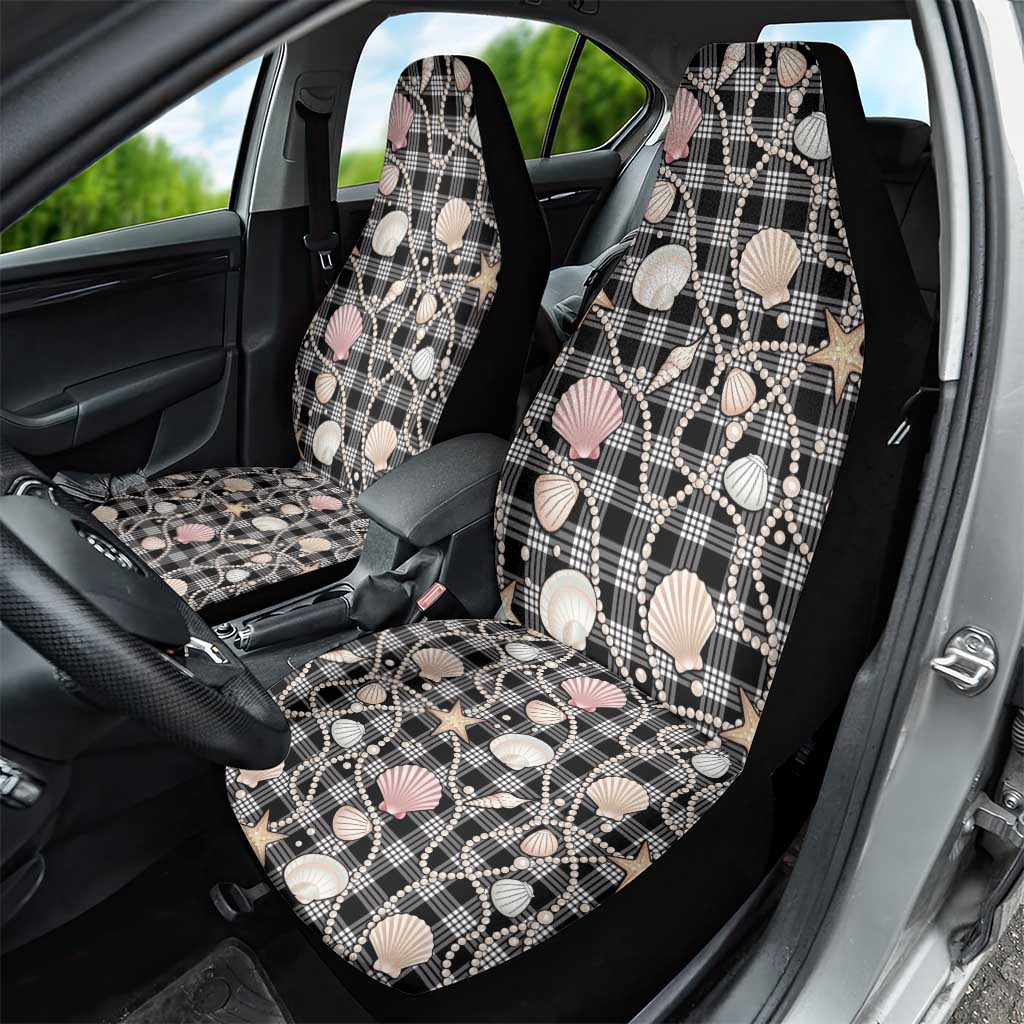 Hawaiian Ocean Seashells Car Seat Cover Black Palaka Pattern LT01 - Polynesian Pride