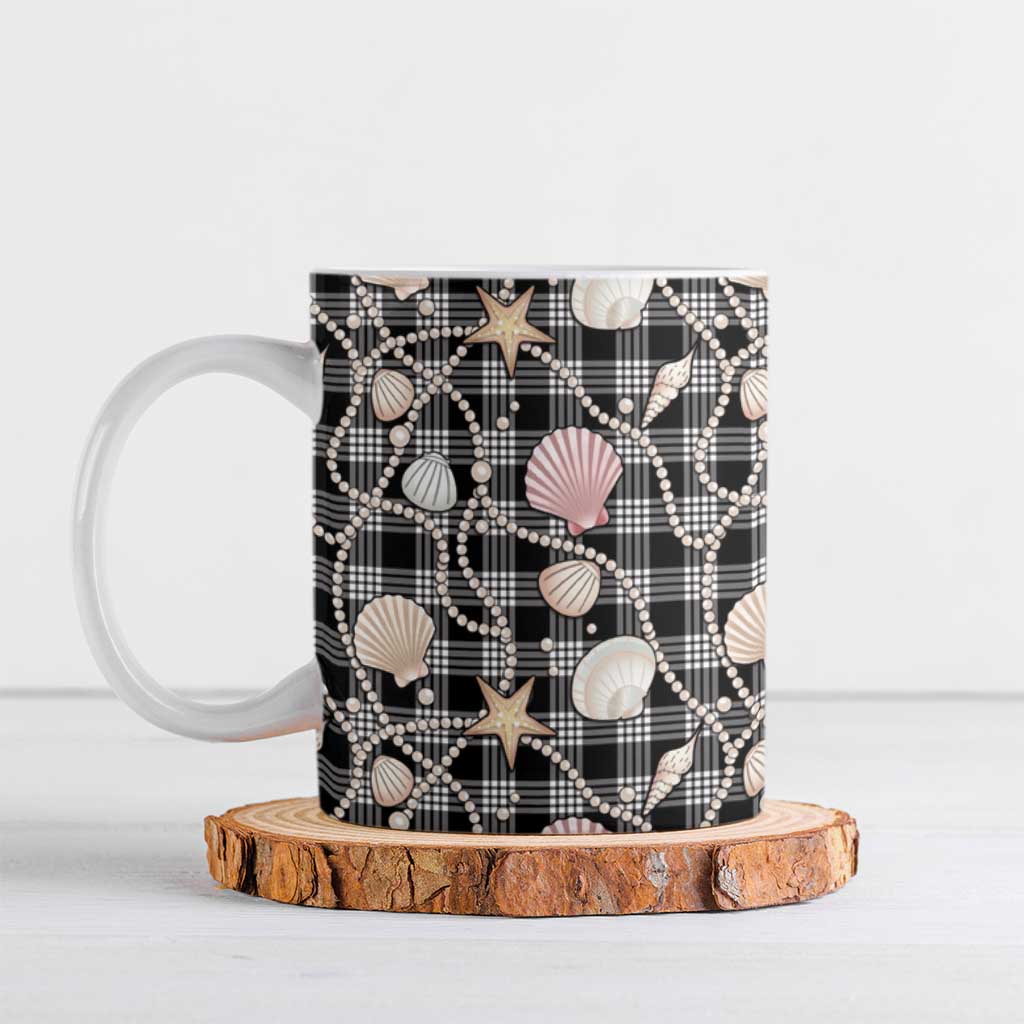 Hawaiian Ocean Seashells Ceramic Mug Black Palaka Pattern LT01 Black - Polynesian Pride