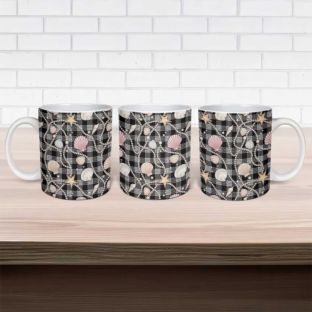 Hawaiian Ocean Seashells Ceramic Mug Black Palaka Pattern LT01 - Polynesian Pride