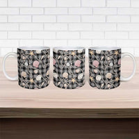 Hawaiian Ocean Seashells Ceramic Mug Black Palaka Pattern LT01 - Polynesian Pride