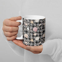 Hawaiian Ocean Seashells Ceramic Mug Black Palaka Pattern LT01 - Polynesian Pride