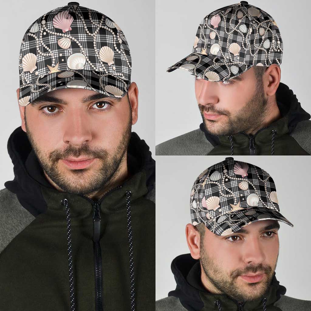 Hawaiian Ocean Seashells Classic Cap Black Palaka Pattern LT01 - Polynesian Pride