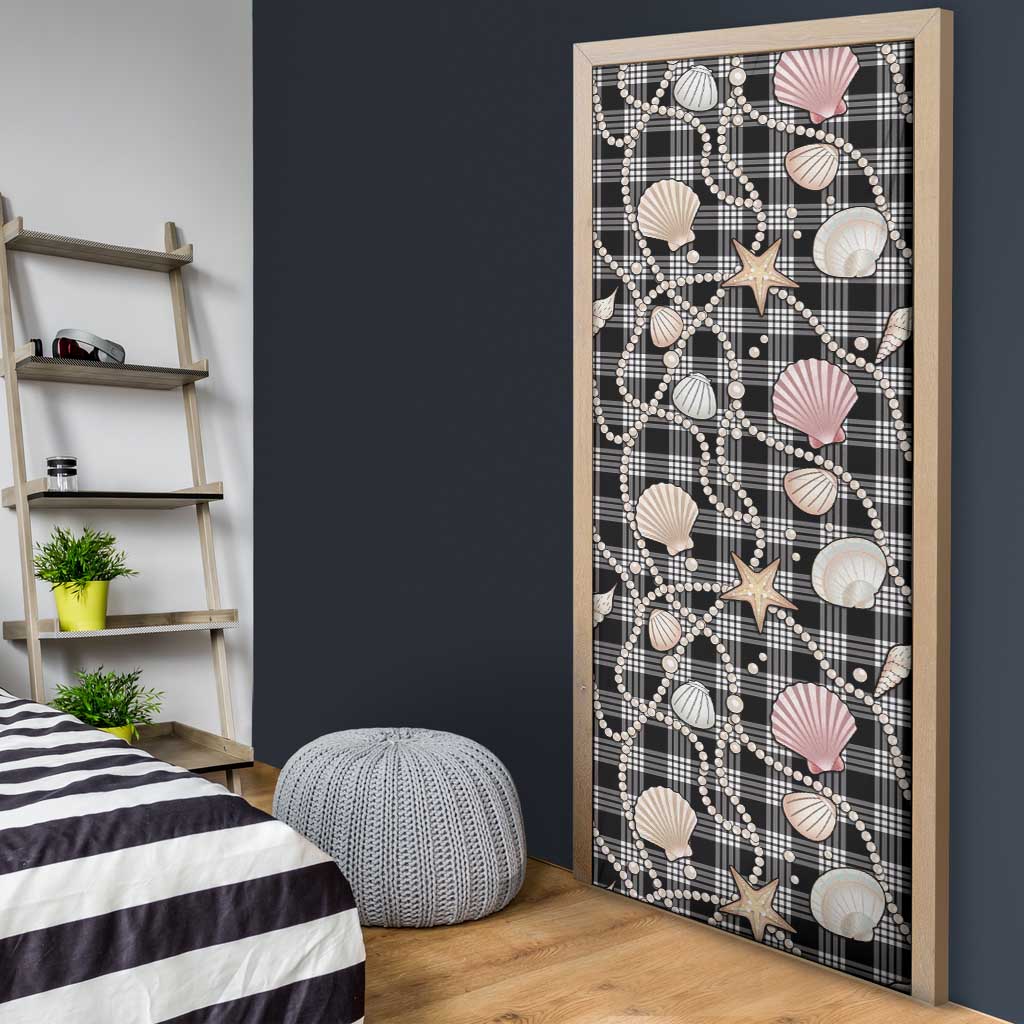 Hawaiian Ocean Seashells Door Cover Black Palaka Pattern LT01 - Polynesian Pride