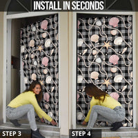 Hawaiian Ocean Seashells Door Cover Black Palaka Pattern LT01 - Polynesian Pride