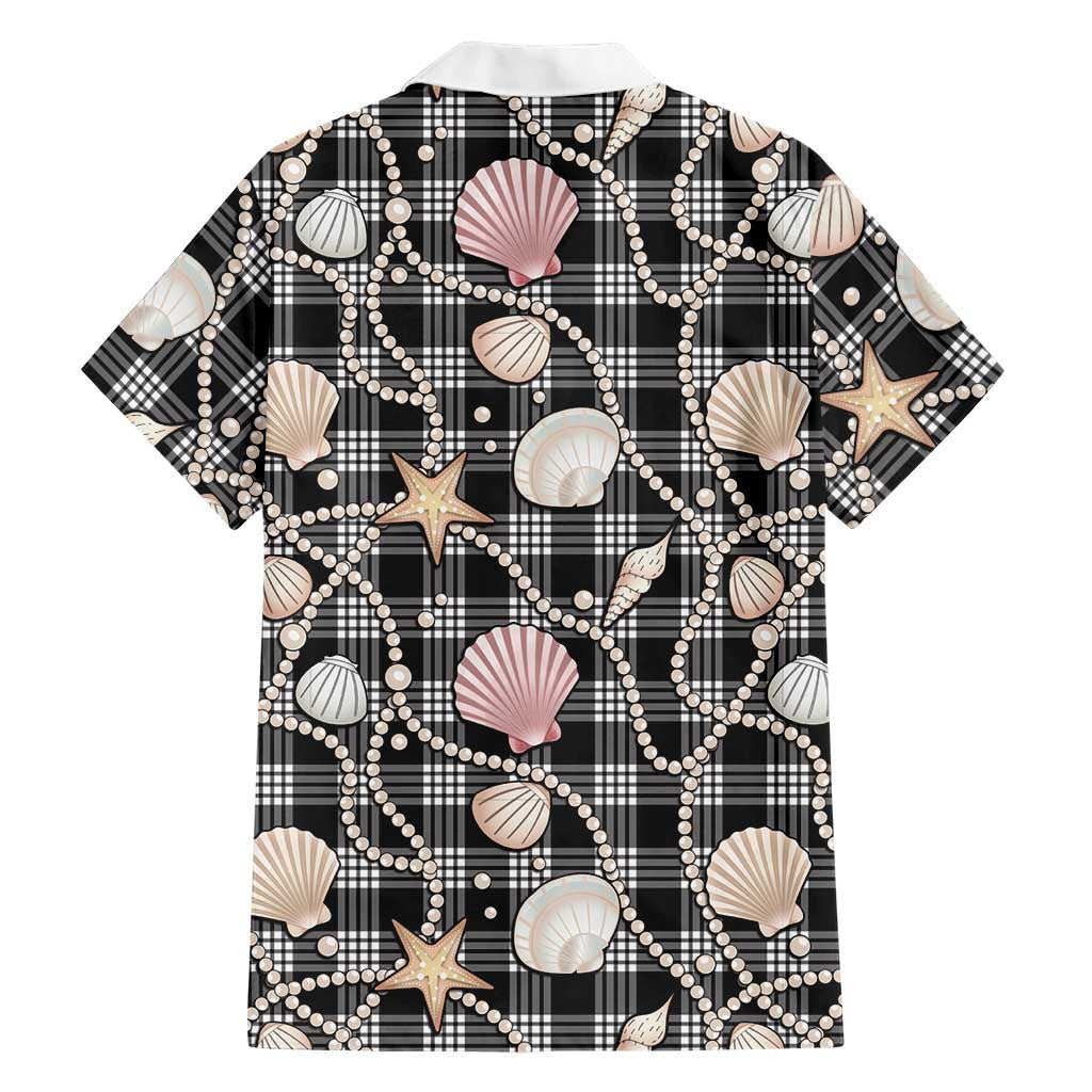 Hawaiian Ocean Seashells Family Matching Mermaid Dress and Hawaiian Shirt Black Palaka Pattern LT01 - Polynesian Pride