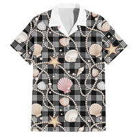 Hawaiian Ocean Seashells Family Matching Off Shoulder Maxi Dress and Hawaiian Shirt Black Palaka Pattern