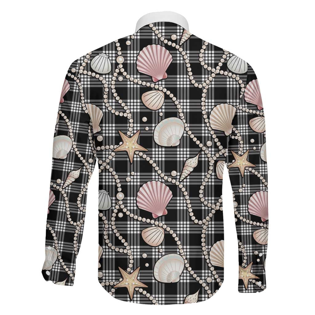 Hawaiian Ocean Seashells Family Matching Puletasi and Hawaiian Shirt Black Palaka Pattern LT01 - Polynesian Pride