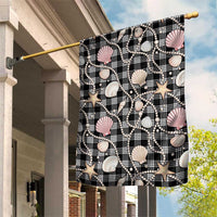 Hawaiian Ocean Seashells Garden Flag Black Palaka Pattern LT01 House Flag Black - Polynesian Pride