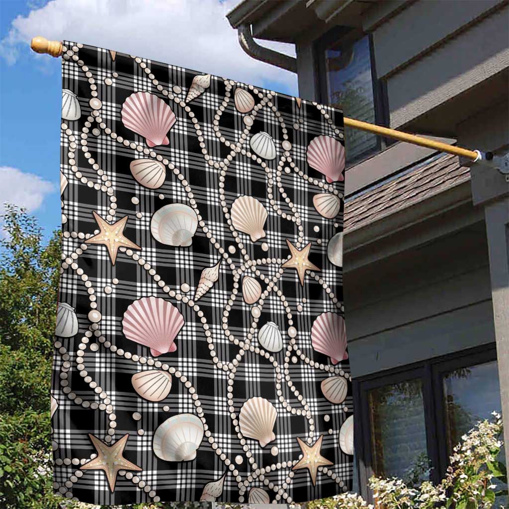 Hawaiian Ocean Seashells Garden Flag Black Palaka Pattern LT01 - Polynesian Pride