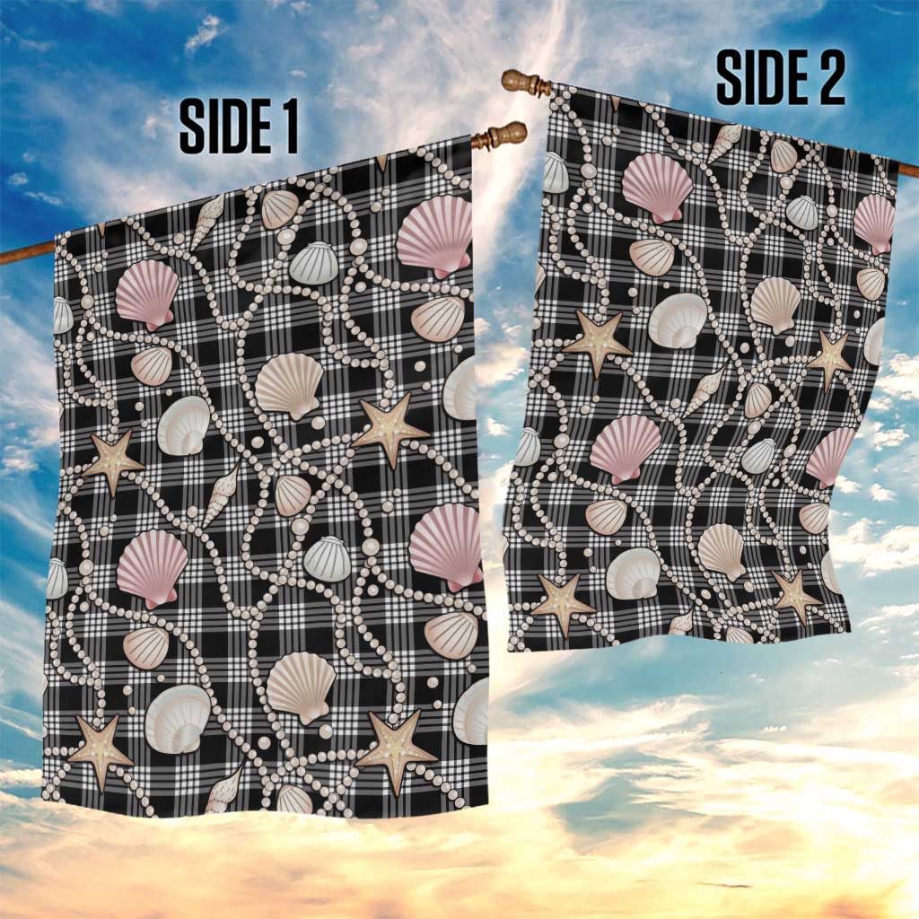 Hawaiian Ocean Seashells Garden Flag Black Palaka Pattern LT01 - Polynesian Pride