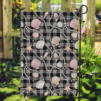 Hawaiian Ocean Seashells Garden Flag Black Palaka Pattern LT01 Garden Flag Black - Polynesian Pride