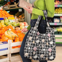 Hawaiian Ocean Seashells Grocery Bag Black Palaka Pattern LT01 - Polynesian Pride