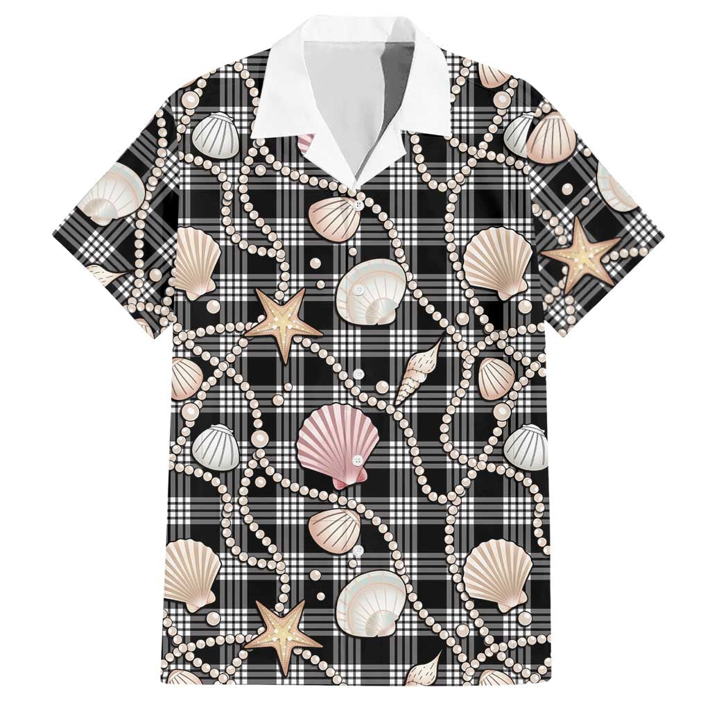 Hawaiian Ocean Seashells Hawaiian Shirt Black Palaka Pattern LT01 Black - Polynesian Pride