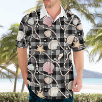 Hawaiian Ocean Seashells Hawaiian Shirt Black Palaka Pattern LT01 - Polynesian Pride