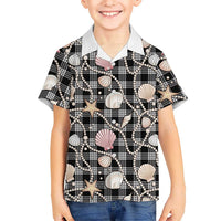 Hawaiian Ocean Seashells Hawaiian Shirt Black Palaka Pattern LT01 - Polynesian Pride