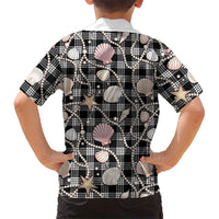 Hawaiian Ocean Seashells Hawaiian Shirt Black Palaka Pattern LT01 - Polynesian Pride