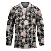 Hawaiian Ocean Seashells Hockey Jersey Black Palaka Pattern