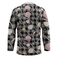 Hawaiian Ocean Seashells Hockey Jersey Black Palaka Pattern