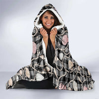 Hawaiian Ocean Seashells Hooded Blanket Black Palaka Pattern LT01 - Polynesian Pride