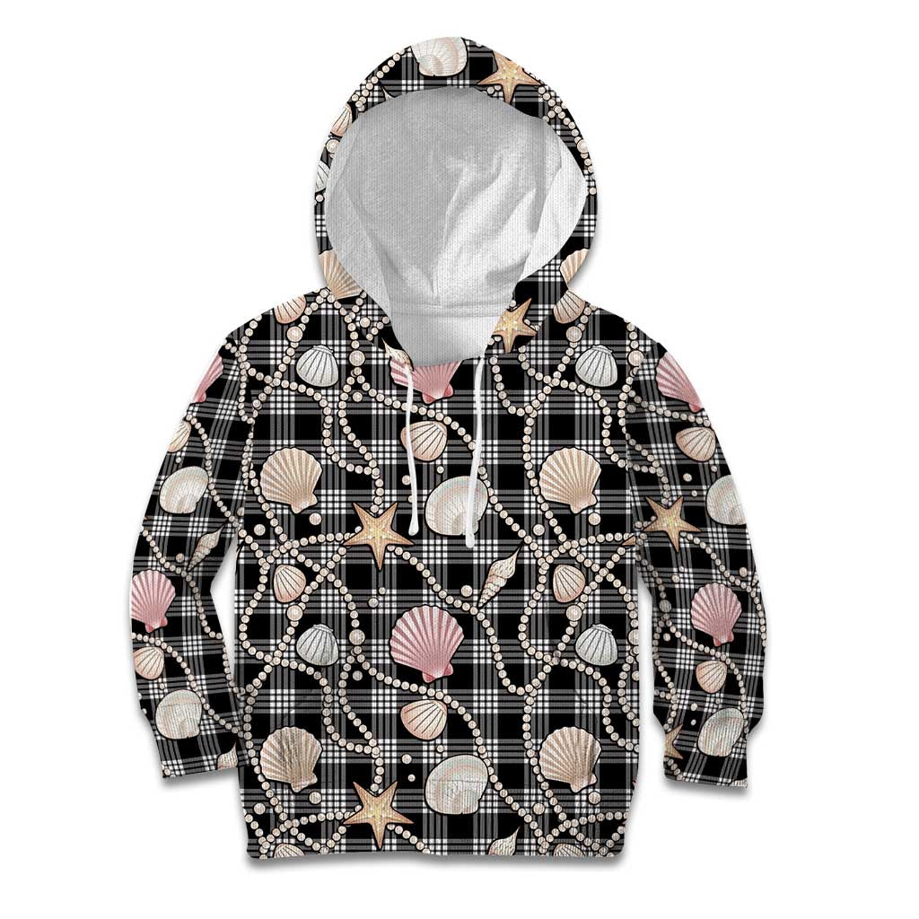 Hawaiian Ocean Seashells Kid Hoodie Black Palaka Pattern LT01 Hoodie Black - Polynesian Pride