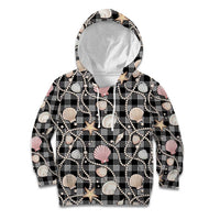 Hawaiian Ocean Seashells Kid Hoodie Black Palaka Pattern LT01 Hoodie Black - Polynesian Pride