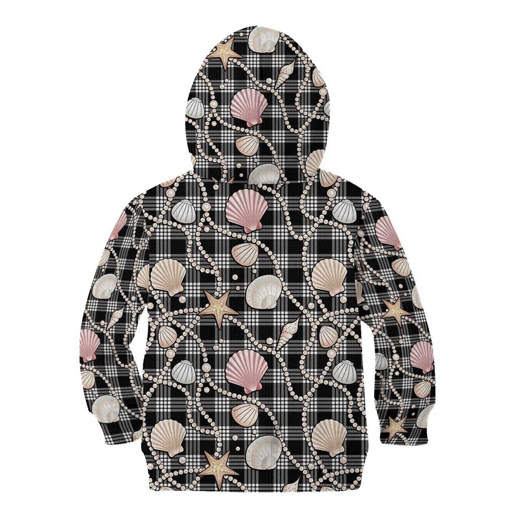 Hawaiian Ocean Seashells Kid Hoodie Black Palaka Pattern LT01 - Polynesian Pride