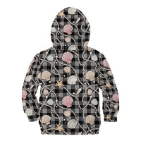 Hawaiian Ocean Seashells Kid Hoodie Black Palaka Pattern LT01 - Polynesian Pride
