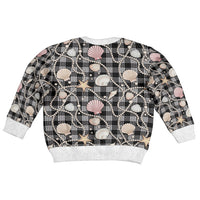 Hawaiian Ocean Seashells Kid Ugly Christmas Sweater Black Palaka Pattern LT01 - Polynesian Pride