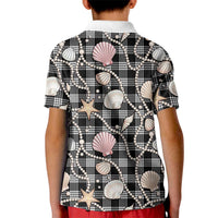Hawaiian Ocean Seashells Kid Polo Shirt Black Palaka Pattern LT01 - Polynesian Pride