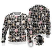 Hawaiian Ocean Seashells Ugly Christmas Sweater Black Palaka Pattern LT01 Black - Polynesian Pride