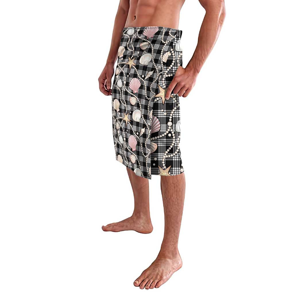 Hawaiian Ocean Seashells Lavalava Black Palaka Pattern LT01 - Polynesian Pride