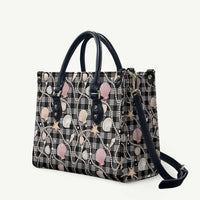 Hawaiian Ocean Seashells Leather Bag Black Palaka Pattern LT01 Black - Polynesian Pride