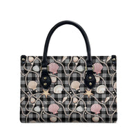 Hawaiian Ocean Seashells Leather Bag Black Palaka Pattern LT01 - Polynesian Pride