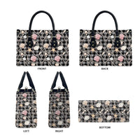 Hawaiian Ocean Seashells Leather Bag Black Palaka Pattern LT01 - Polynesian Pride