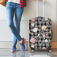 Hawaiian Ocean Seashells Luggage Cover Black Palaka Pattern LT01 - Polynesian Pride