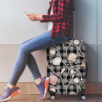 Hawaiian Ocean Seashells Luggage Cover Black Palaka Pattern LT01 - Polynesian Pride