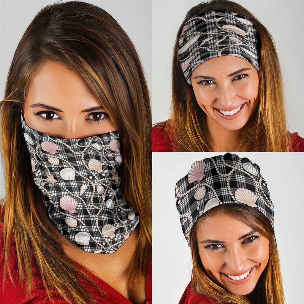 Hawaiian Ocean Seashells Neck Gaiter Black Palaka Pattern LT01 - Polynesian Pride