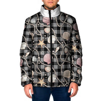 Hawaiian Ocean Seashells Padded Jacket Black Palaka Pattern LT01 Men Black - Polynesian Pride