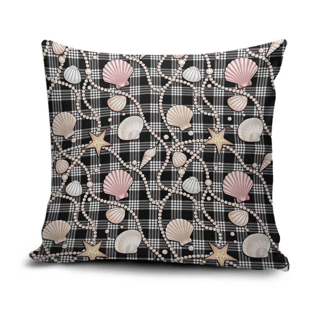 Hawaiian Ocean Seashells Pillow Cover Black Palaka Pattern LT01 Black - Polynesian Pride