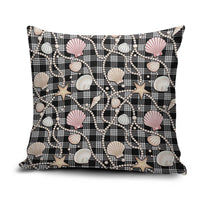 Hawaiian Ocean Seashells Pillow Cover Black Palaka Pattern