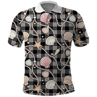 Hawaiian Ocean Seashells Polo Shirt Black Palaka Pattern LT01 Black - Polynesian Pride
