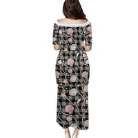 Hawaiian Ocean Seashells Puletasi Black Palaka Pattern LT01 - Polynesian Pride