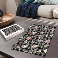Hawaiian Ocean Seashells Puzzle Black Palaka Pattern LT01 - Polynesian Pride