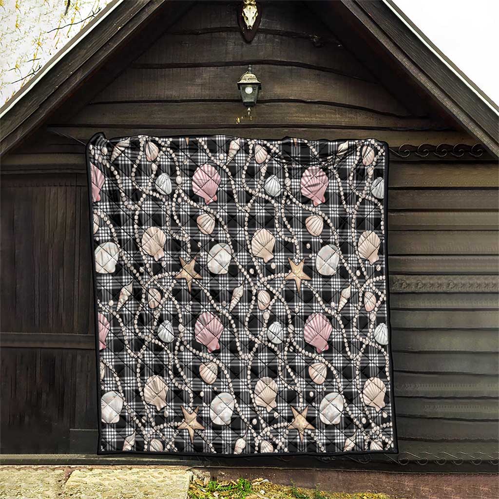 Hawaiian Ocean Seashells Quilt Black Palaka Pattern LT01 - Polynesian Pride