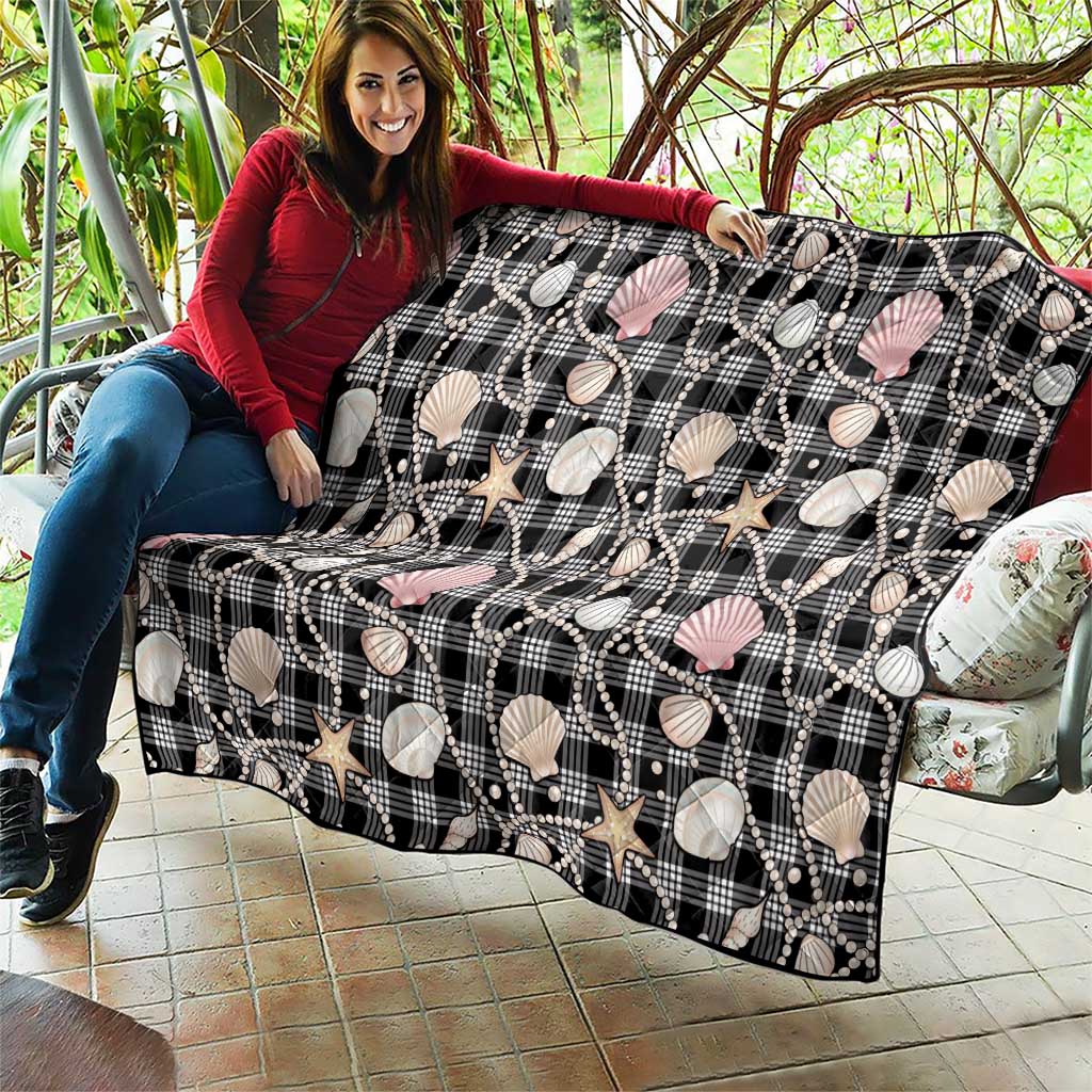Hawaiian Ocean Seashells Quilt Black Palaka Pattern LT01 - Polynesian Pride