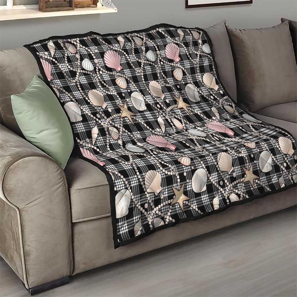 Hawaiian Ocean Seashells Quilt Black Palaka Pattern LT01 - Polynesian Pride
