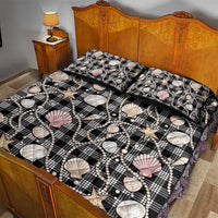 Hawaiian Ocean Seashells Quilt Bed Set Black Palaka Pattern LT01 - Polynesian Pride