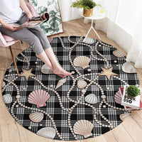 Hawaiian Ocean Seashells Round Carpet Black Palaka Pattern LT01 - Polynesian Pride